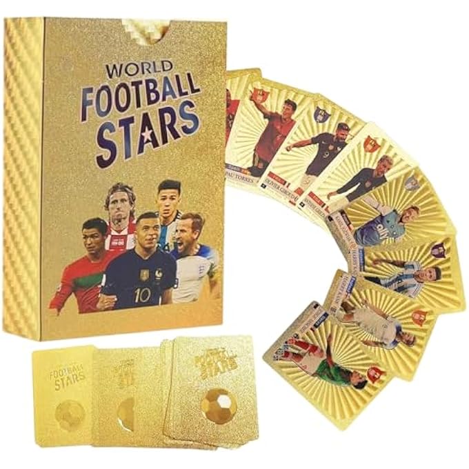 rayihni 55 WORLD CUP STAR FOOTBALL CARDS, WORLD CUP STAR CARDS, FOOTBALL TRADING CARD SET, SUITABLE FOR SUPPORTERS, CHILDREN, TEENS AND ADULTS (GOLD) - Image 2